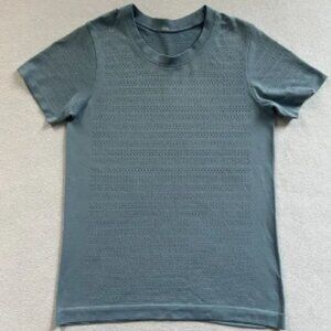 Lululemon Cascade Blue Perforated Crew Neck Breeze By Short Sleeve Squad Top 4